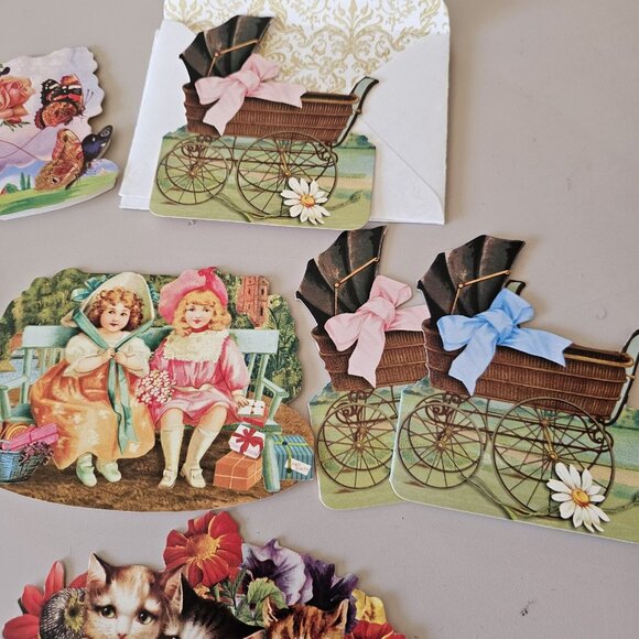 Victorian Die Cut Card (9) Ephemera Collection reproduced from antique unused - Picture 3 of 9